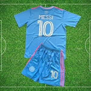Messi Inter Miami #10 Dolphin Jersey– Youth Fan Set (Jersey + Shorts)